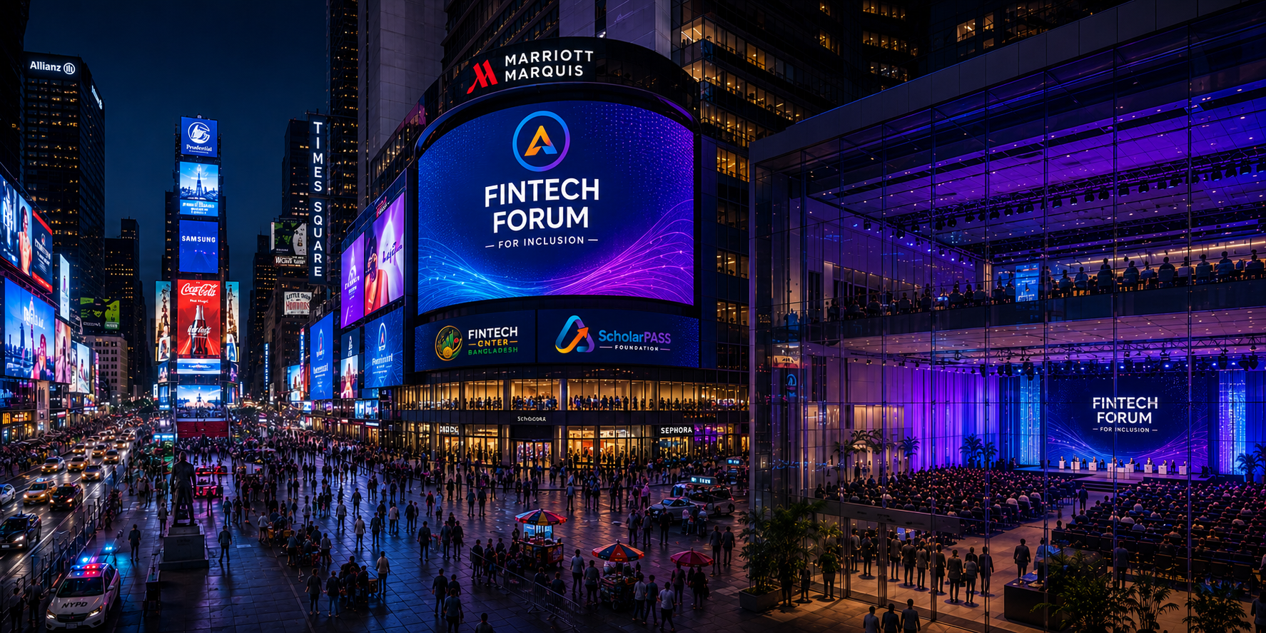 FinTech Forum for Inclusion billboard at Times Square, New York