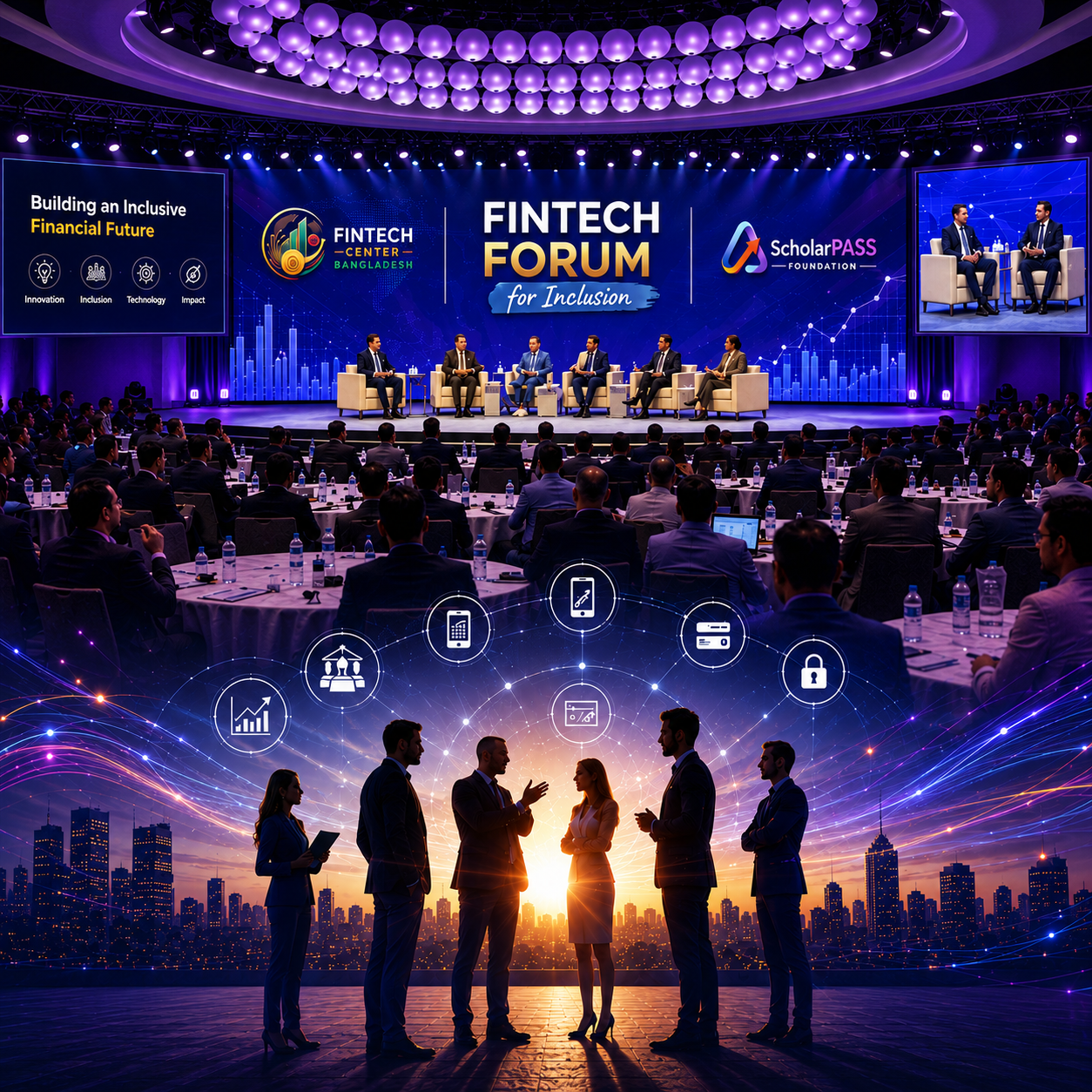 FinTech Forum for Inclusion — main stage panel with packed audience